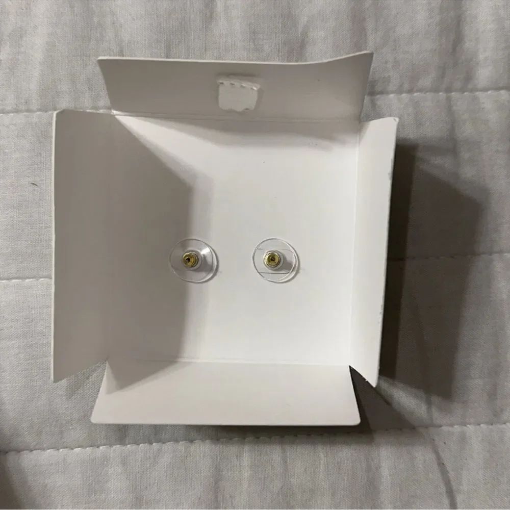 kate spade Boxed Black Brass Tone Round Cubic Zirconia Stud Earrings - Picture 10 of 10